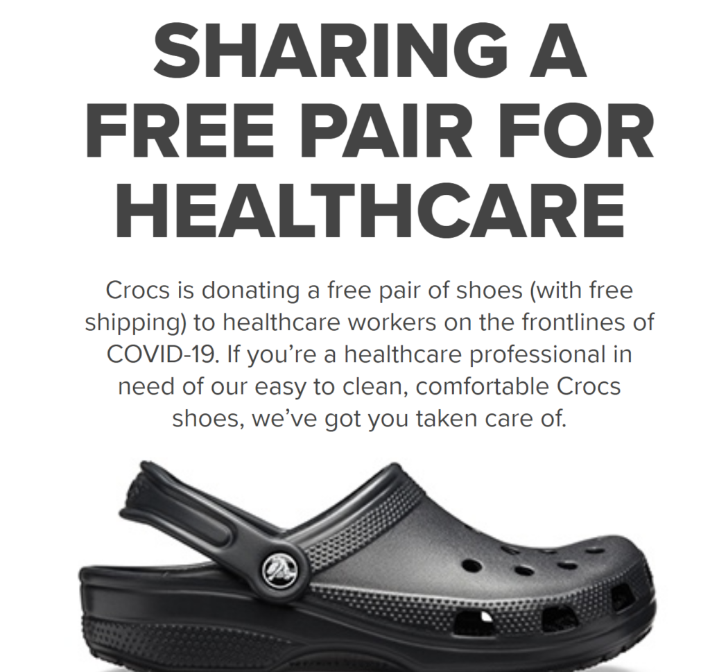 *REMINDER* Crocs FREE Crocs + FREE Shipping for Healthcare Workers
