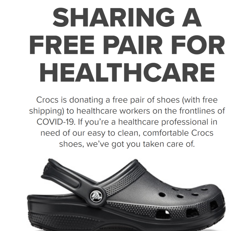 Crocs FREE Crocs + FREE Shipping for Healthcare Workers! Sweet2Save